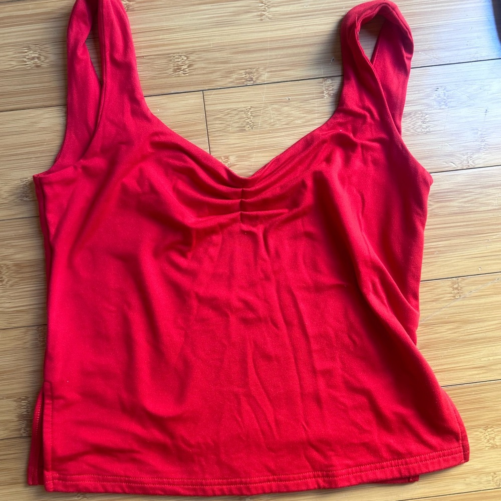 Red Women's Tank Top with Sweetheart Neck